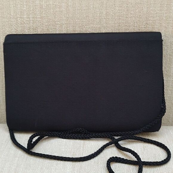 LaRegale Black Embroidered Floral Handmade Evening Shoulder Bag - Picture 4 of 9